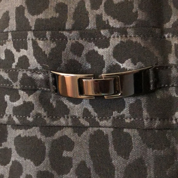 Evan-Picone Black Leopard Sheath Dress Structured Lined Buckle Detail LBD 12 NEW - Picture 2 of 14